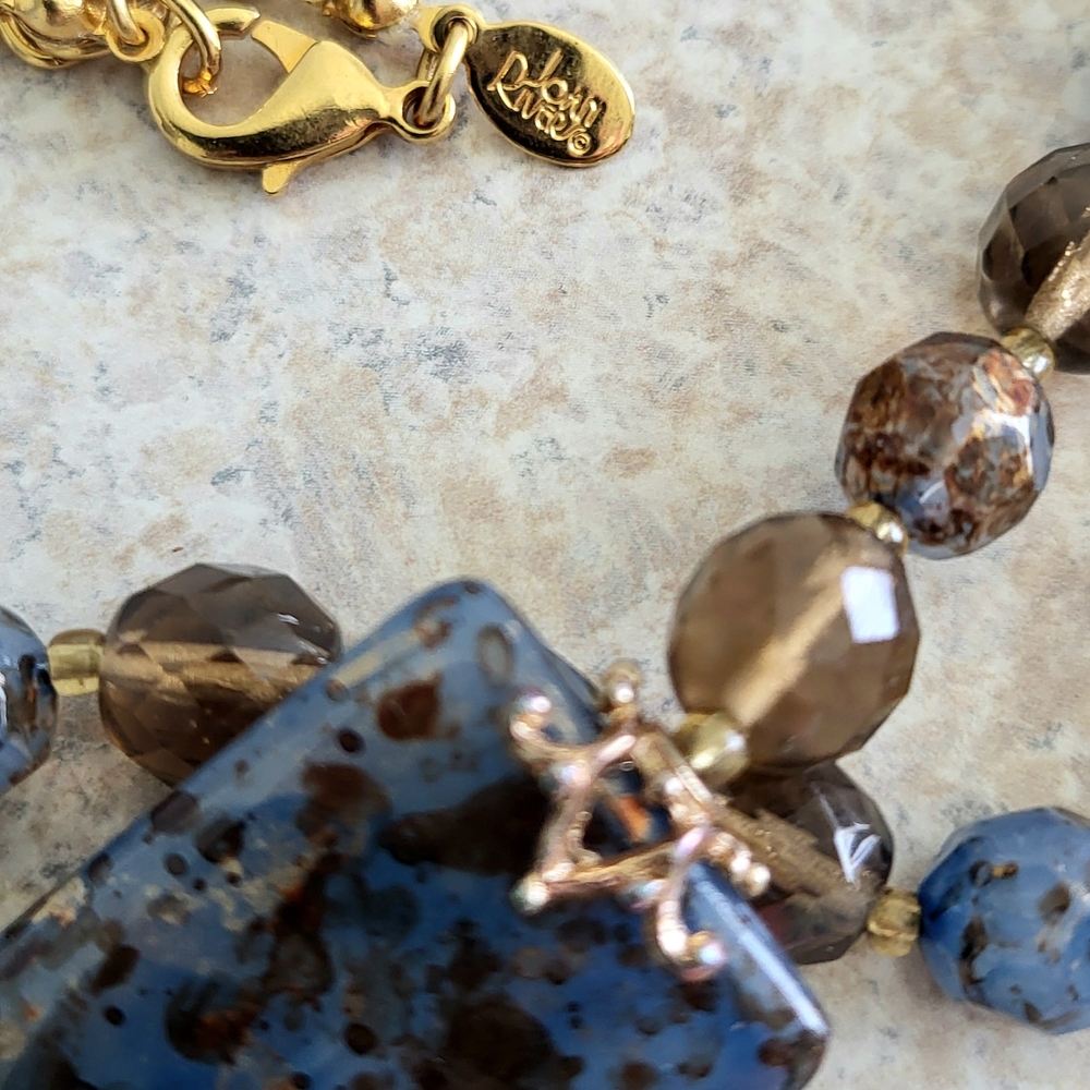 Elegant Blue and Brown Beaded Necklace - Picture 3 of 4